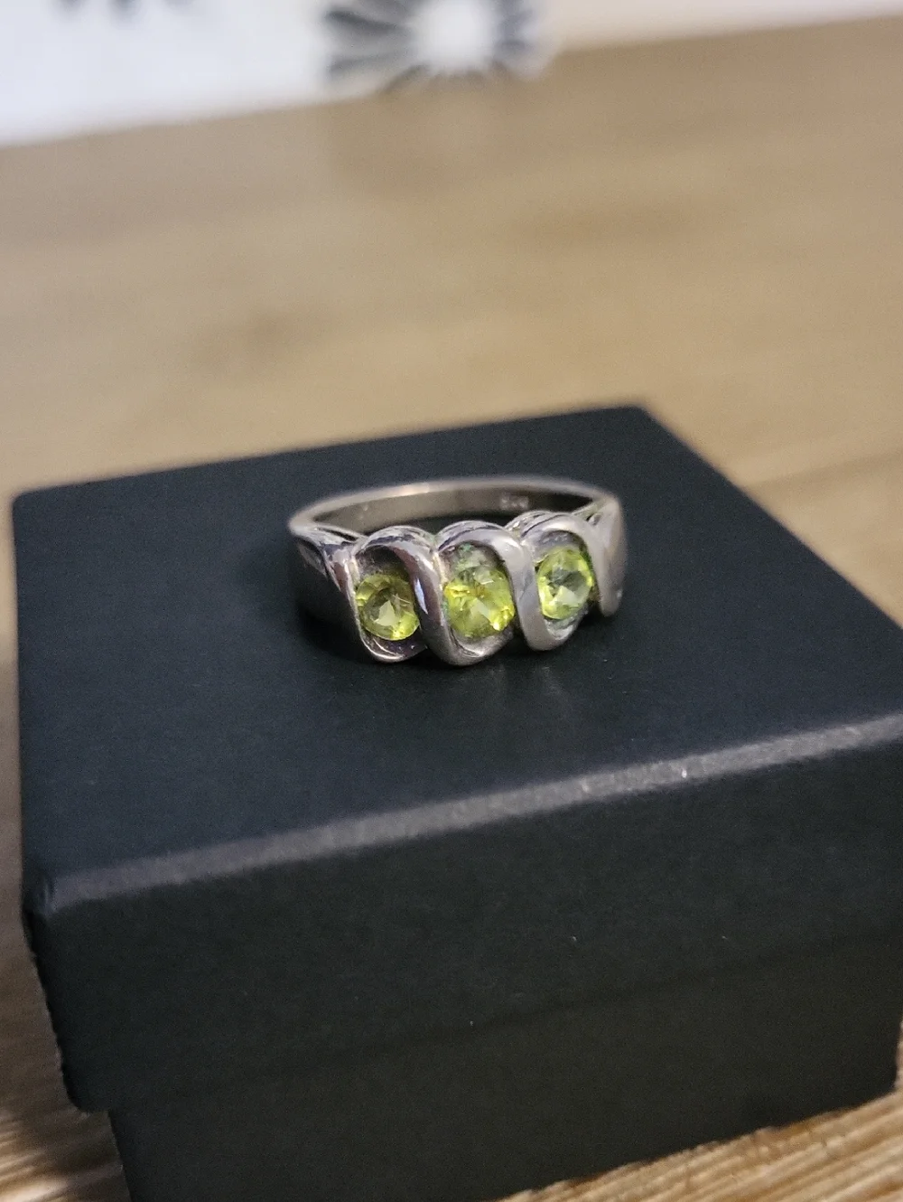 Sterling Silver Peridot Triple-Stone Ring -